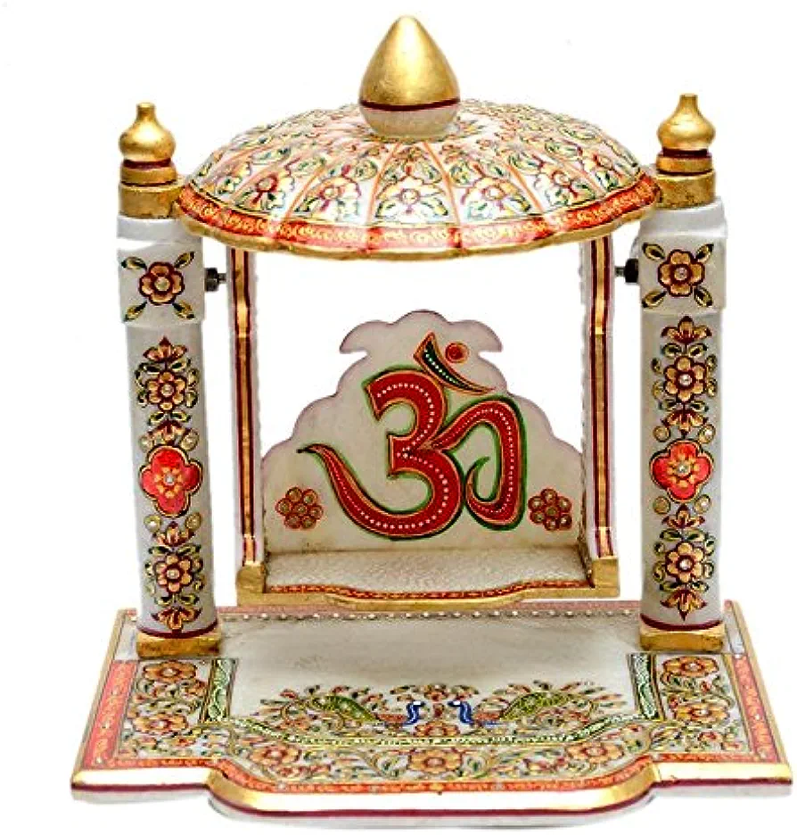 Handcrafted Marble Jhula for God Idol – Decorative Temple Swing for Home Mandir
