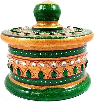 Handcrafted Marble Kumkum Box with Lid – Decorative Pooja Container