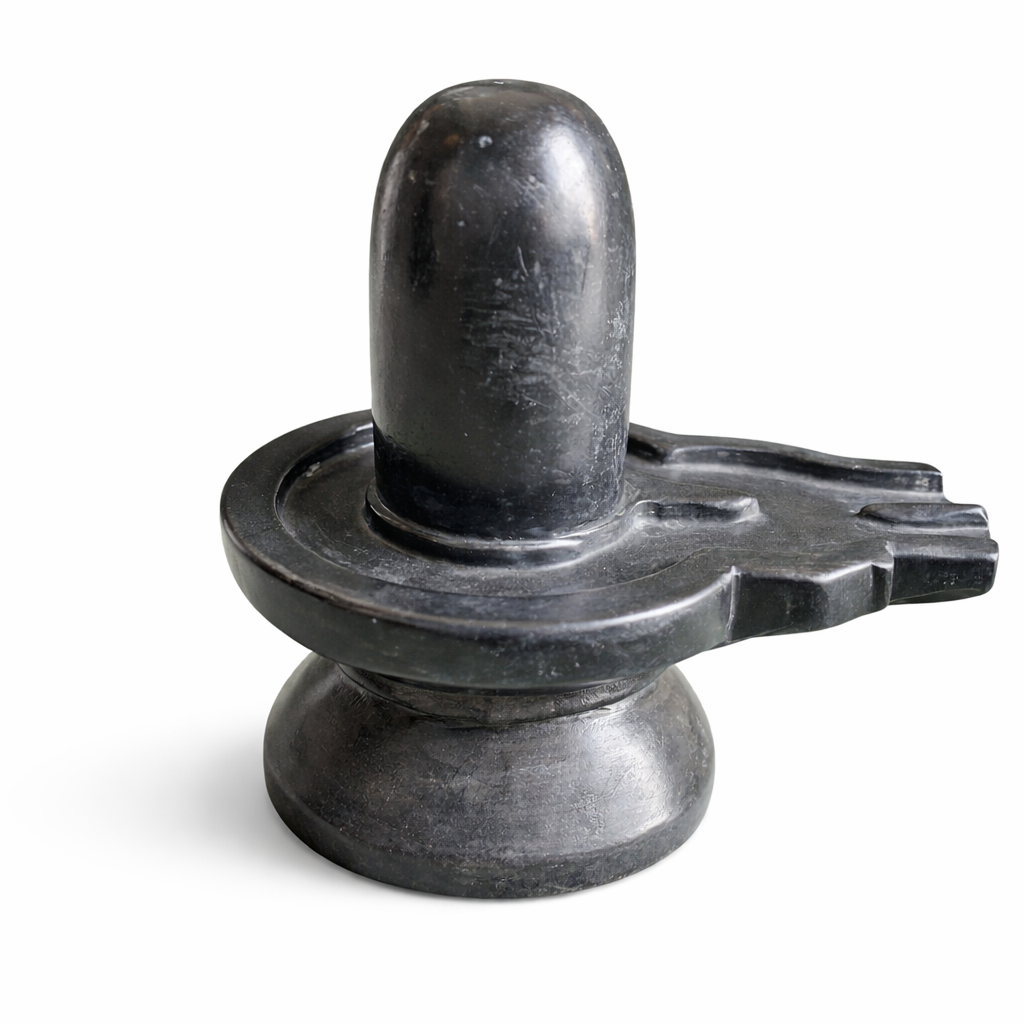 Black Shivling Idol with Base – Lord Shiva Lingam for Home Temple & Pooja