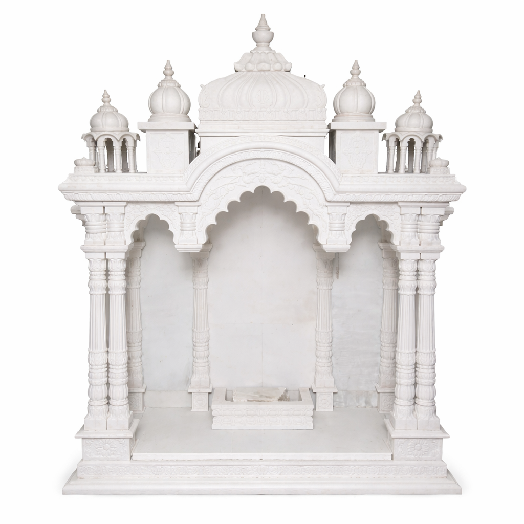Handcrafted White Marble Temple / Pooja Mandir for Home – Designer Marble Mandir