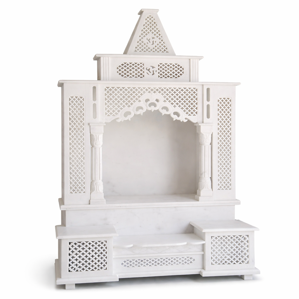 Handcrafted White Marble Temple / Pooja Mandir for Home