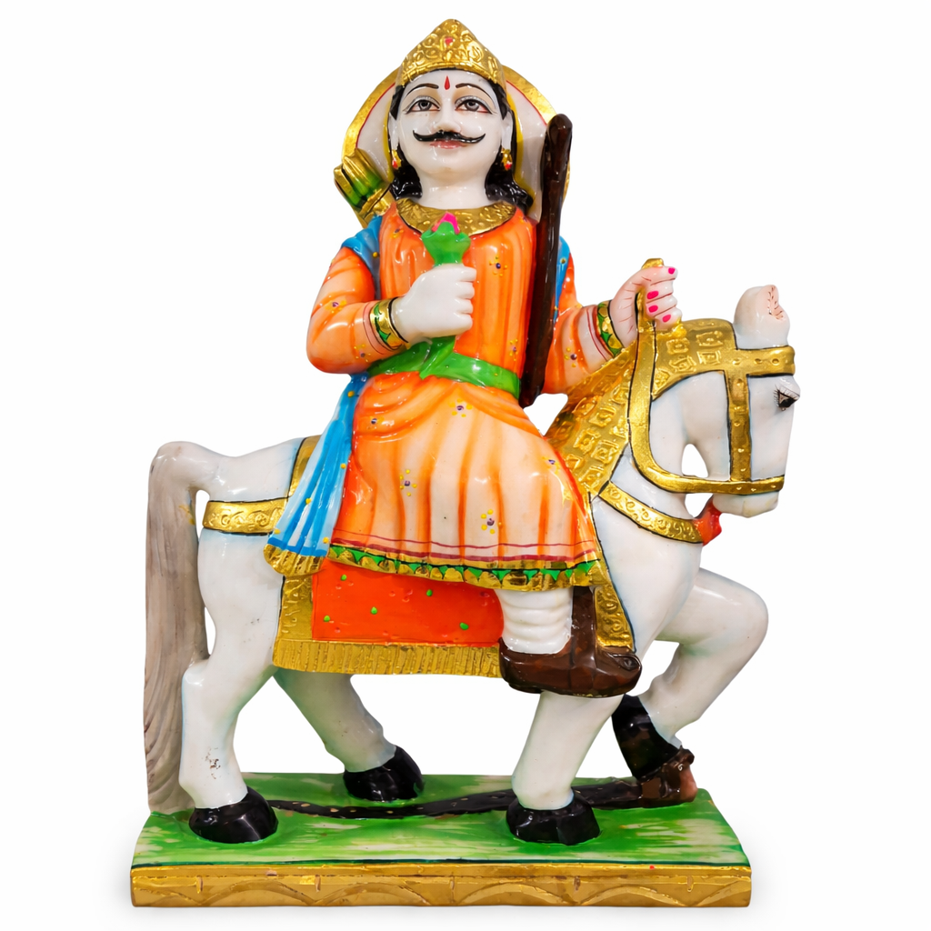 Baba Ramdev Ji Idol on Horse – Decorative Ramdev Pir Statue for Home Temple