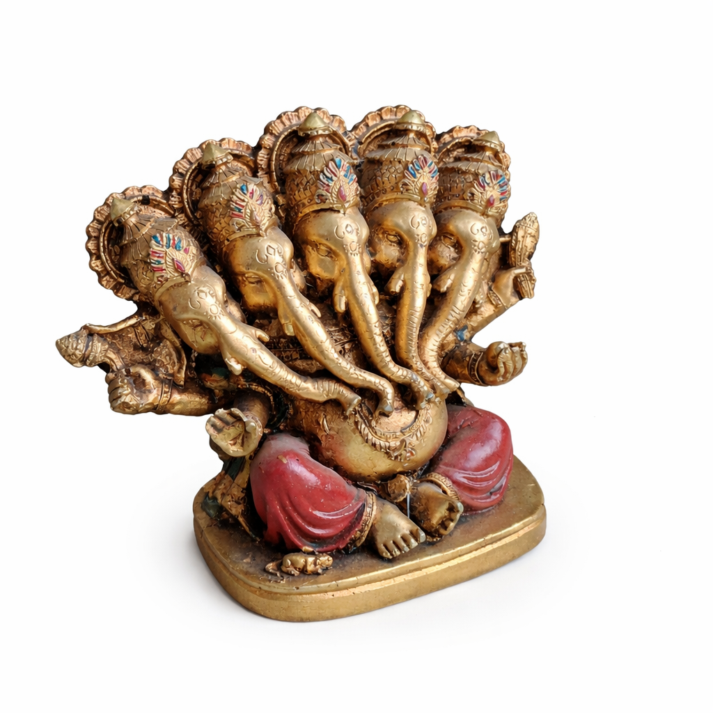 Panchmukhi Ganesha Idol – Five Face Lord Ganesh Decorative Statue for Home Temple