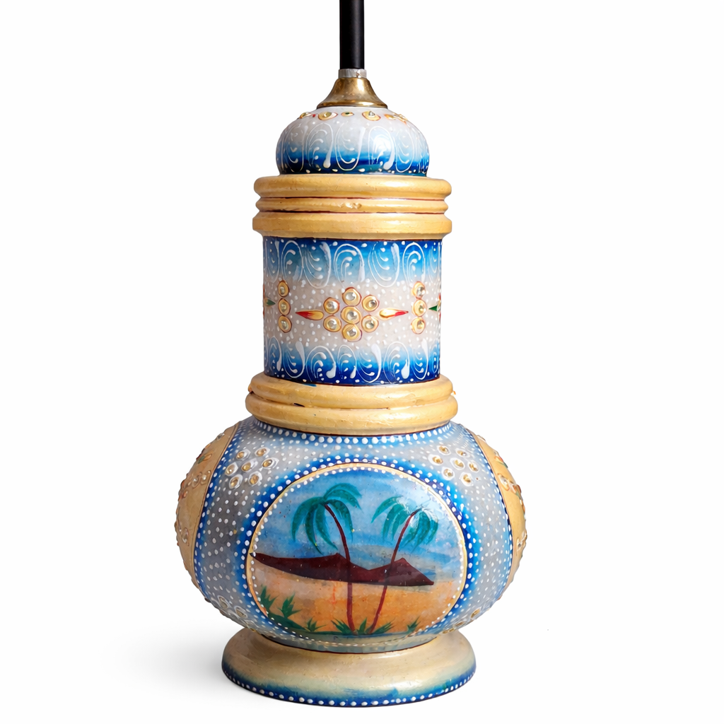 Handcrafted Marble Decorative Table Lamp – Hand Painted Traditional Art Lamp Base