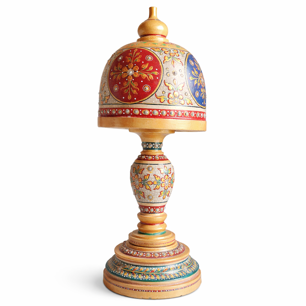 Handcrafted Marble Decorative Table Lamp with Dome Shade – Traditional Hand Painted Lamp