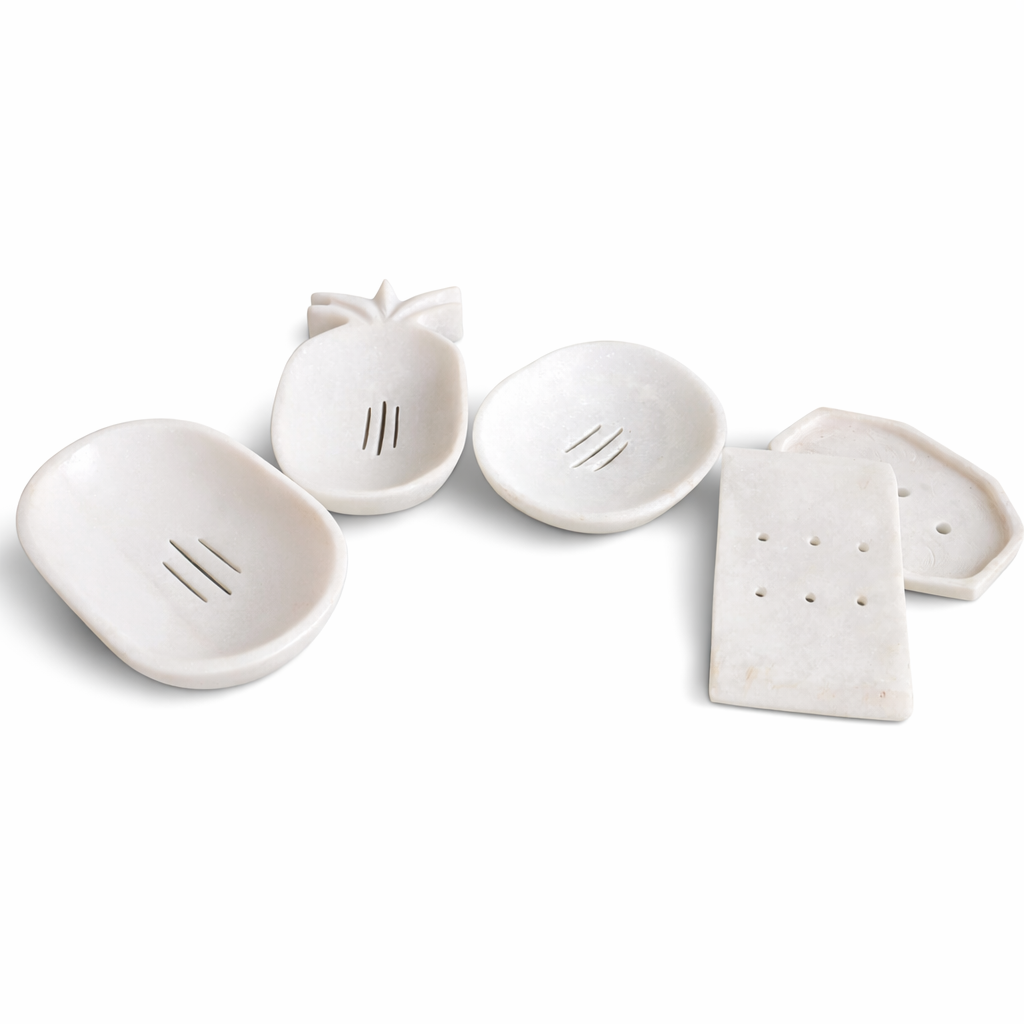 Handcrafted Marble Soap Dish – Natural Stone Bathroom Soap Holder (Multiple Designs)