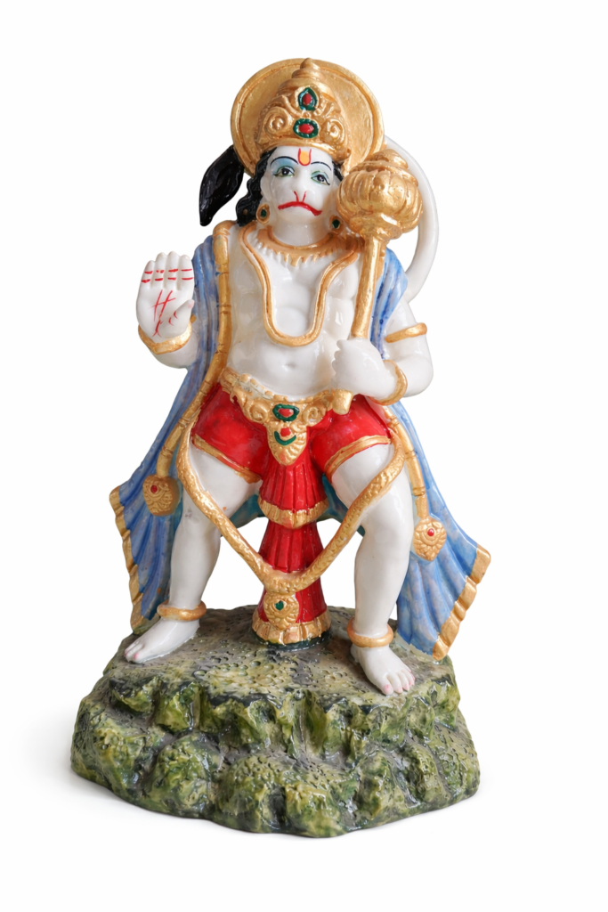 Handcrafted Lord Hanuman Marble Statue – Decorative Hindu God Idol for Home Temple