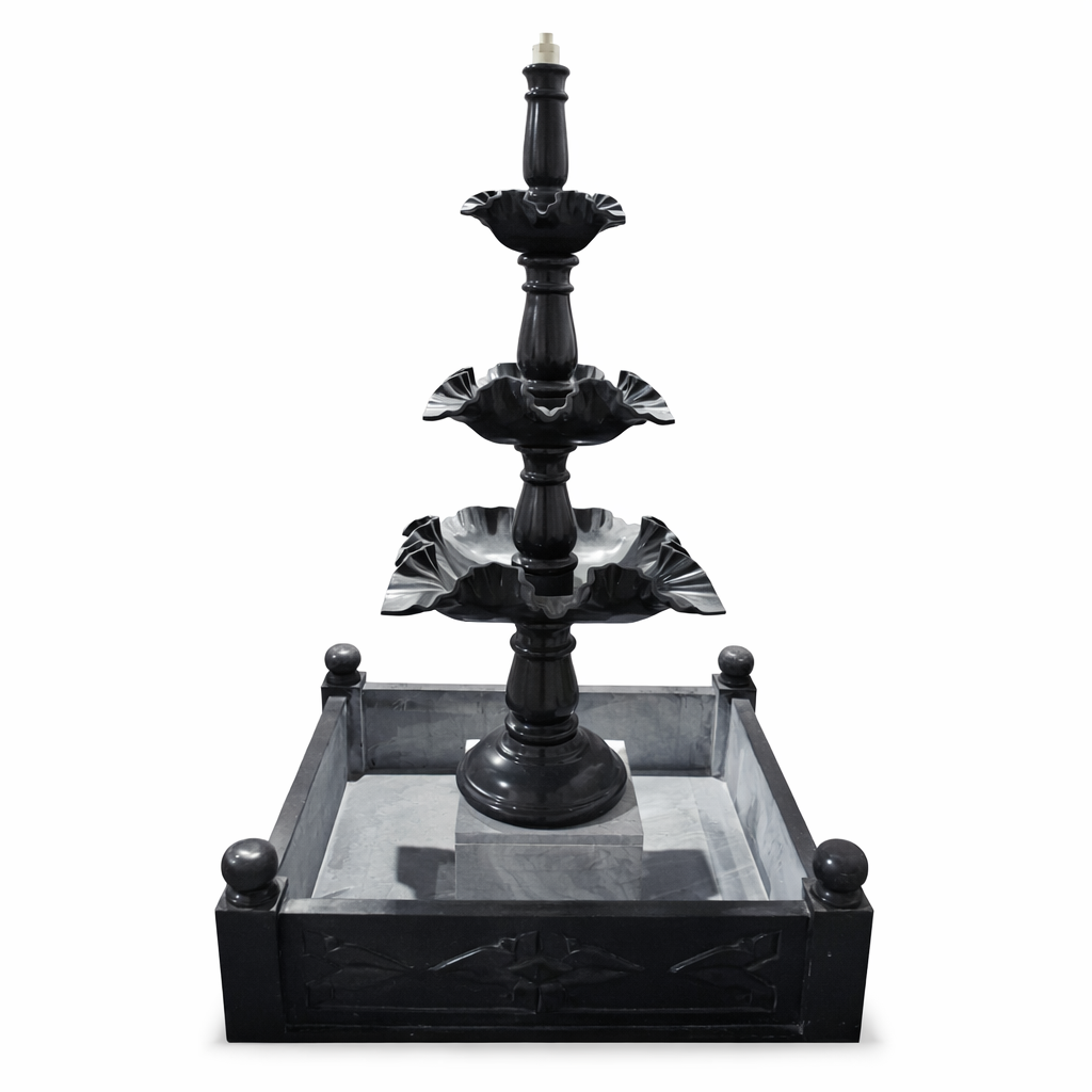 Elegant Black Marble 3-Tier Indoor / Outdoor Decorative Fountain