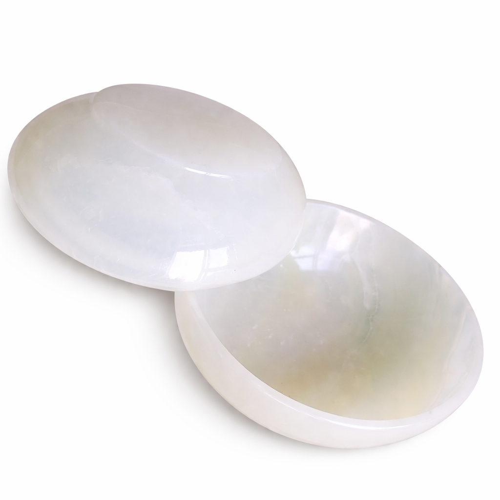 Handcrafted Natural Onyx Marble Bowl with Lid – Decorative Stone Container