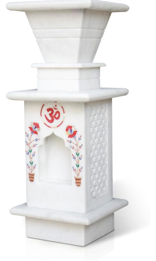 Handcrafted White Marble Pooja Temple | Decorative Marble Home Mandir