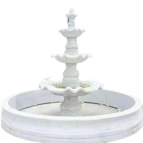 Luxury White Marble Multi-Tier Garden Fountain with Round Basin