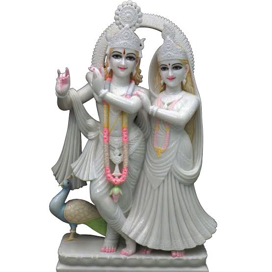 Handcrafted Radha Krishna Marble Idol – Decorative Hindu God Statue for Home Temple
