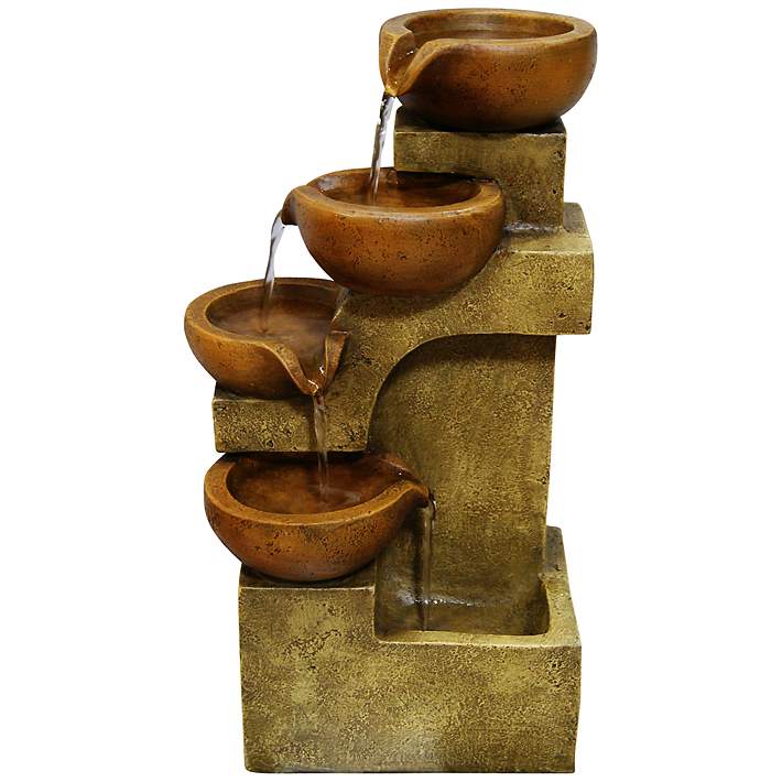 Rustic Multi-Tier Cascading Bowl Tabletop Water Fountain