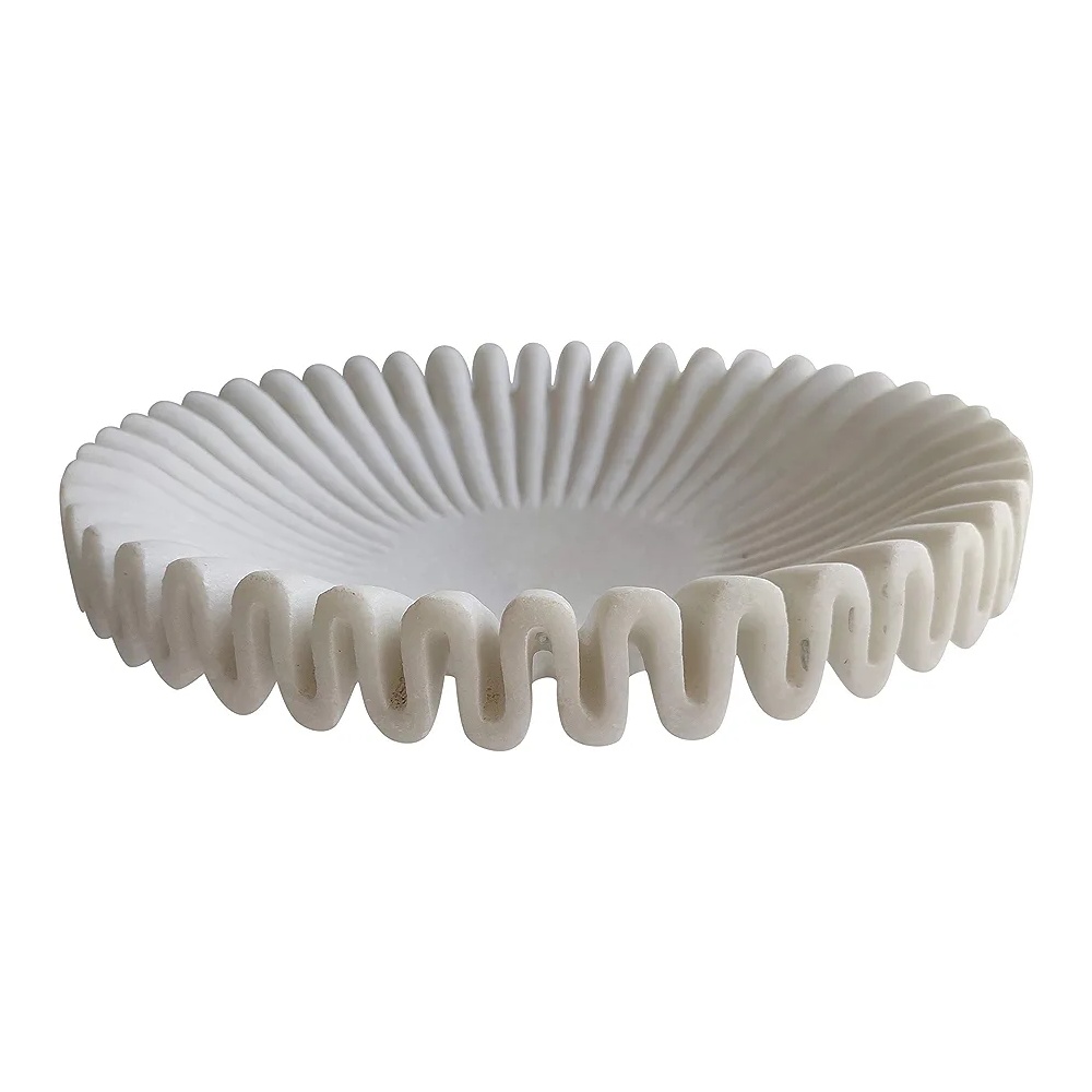 Handcrafted White Marble Decorative Bowl – Floating Flower & Center Table Decor