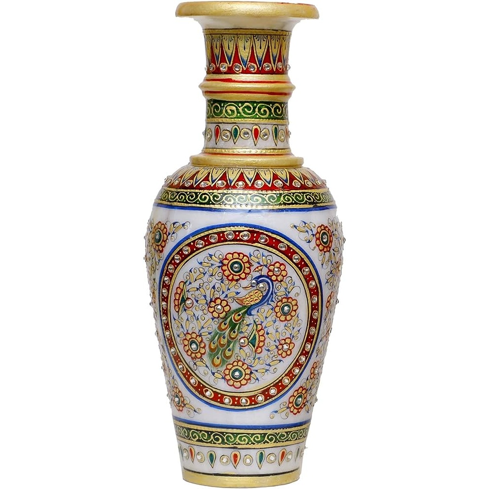 Luxury Hand Painted Marble Floral Vase – Elegant Home Décor Piece
