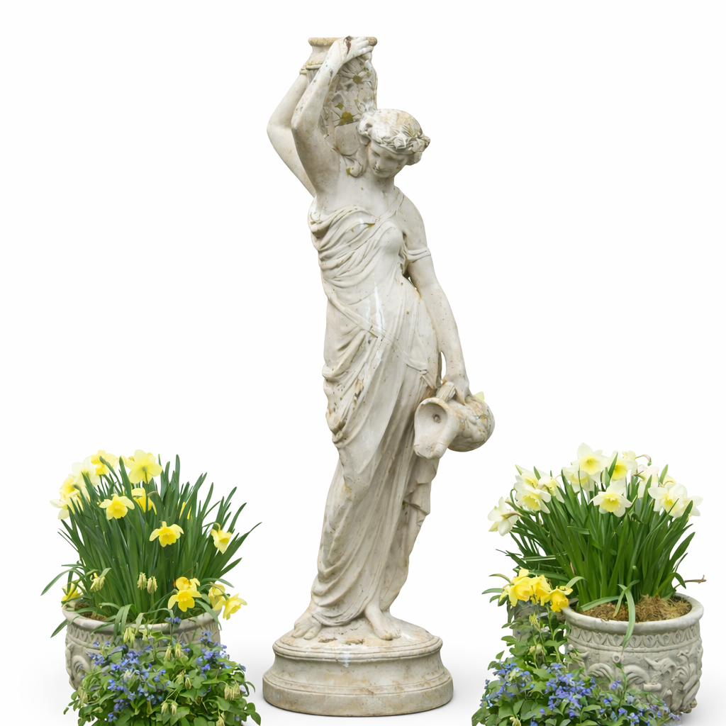 Handcrafted Marble Lady Statue | Classical Garden Sculpture with Artistic Detailing