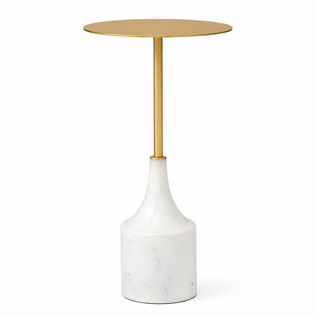 Luxury Marble & Gold Side Table | Modern Accent Table with Designer Base