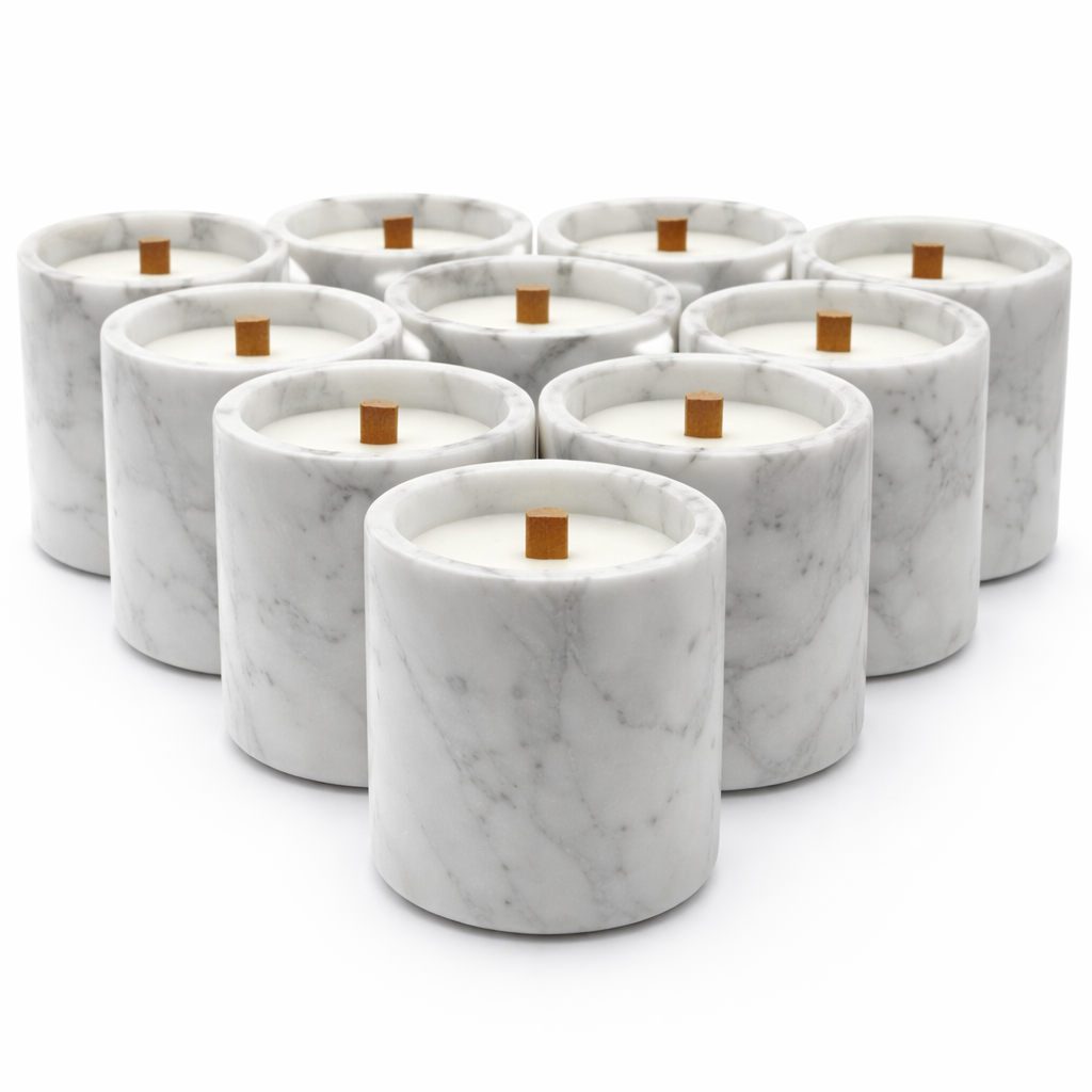 Luxury Marble Candle Set | Handcrafted Stone Candle Holders with Premium Wax
