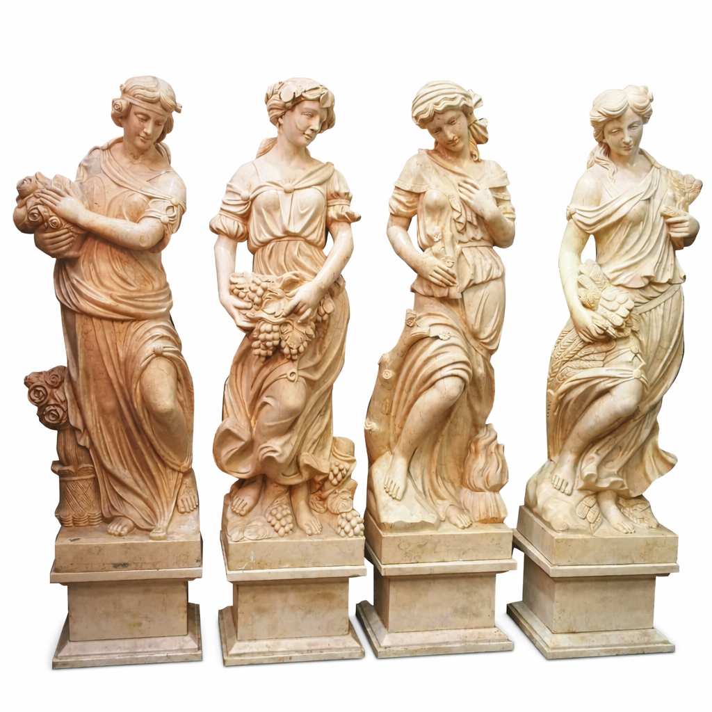 Handcrafted Marble Four Seasons Statues Set | Elegant Garden & Home Décor Sculptures