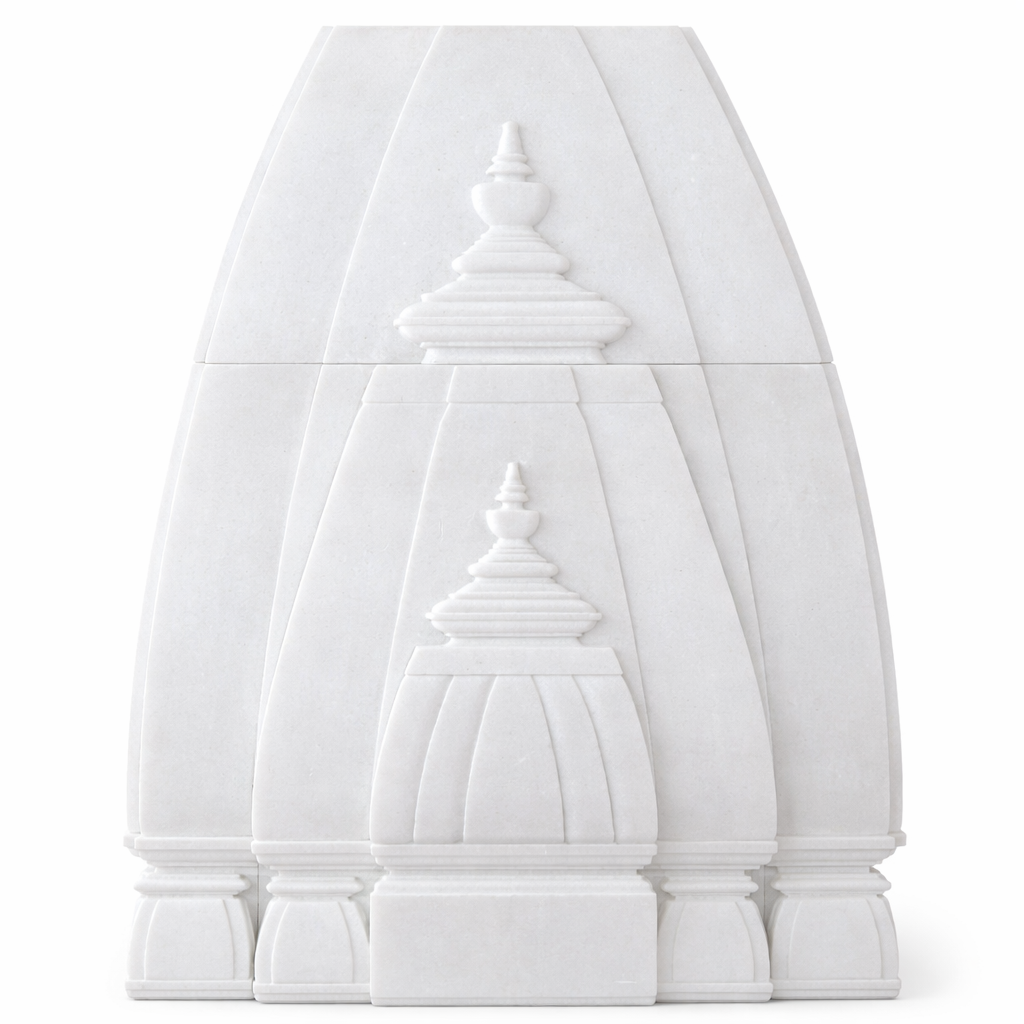 Handcrafted Marble Temple Panel | Decorative Mandir Wall Design