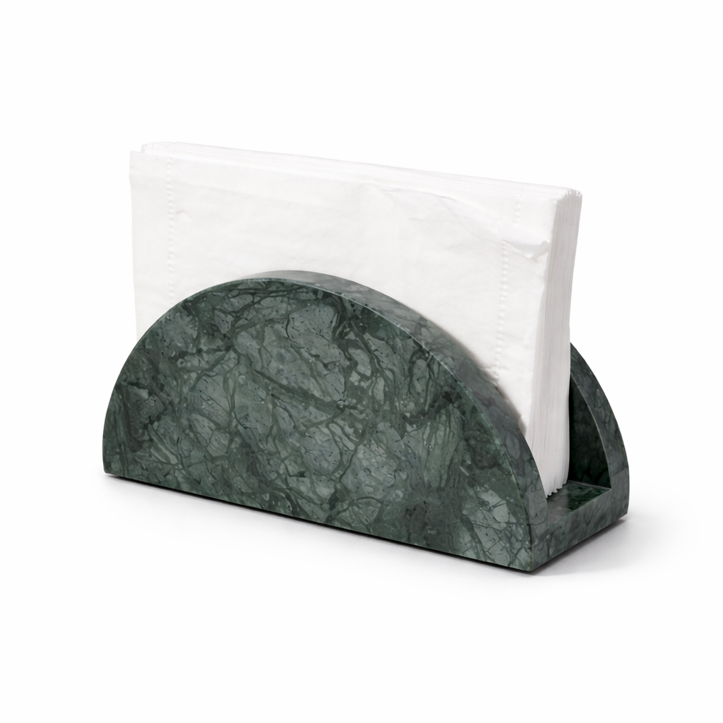 Handcrafted Green Marble Napkin Holder | Elegant Tissue Stand for Dining Table