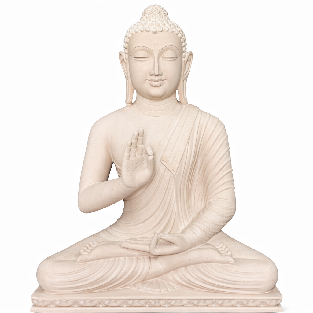 Handcrafted Marble Buddha Statue in Meditation Pose | Peaceful Spiritual Home Décor