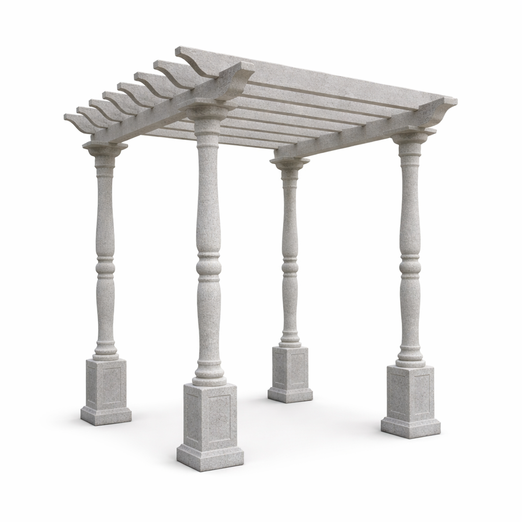 Handcrafted Stone Pergola with Columns | Elegant Garden Outdoor Structure