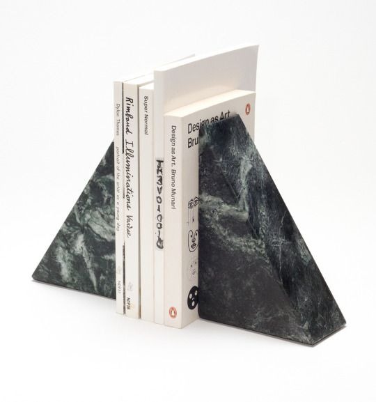 Modern Marble Bookends | Geometric Stone Book Holder Set (Pair)